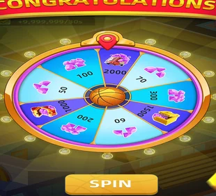 Lucky spin wheel with gem and cash prizes