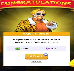 Major sponsor event with huge bonus payout