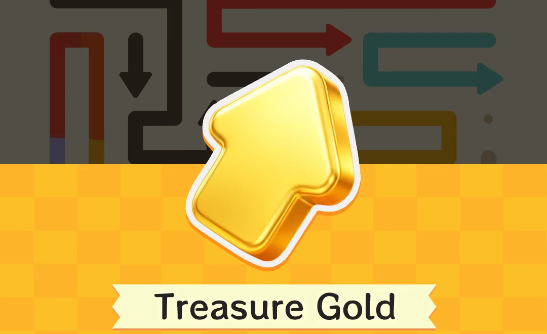 A golden Treasure Gold arrow feature