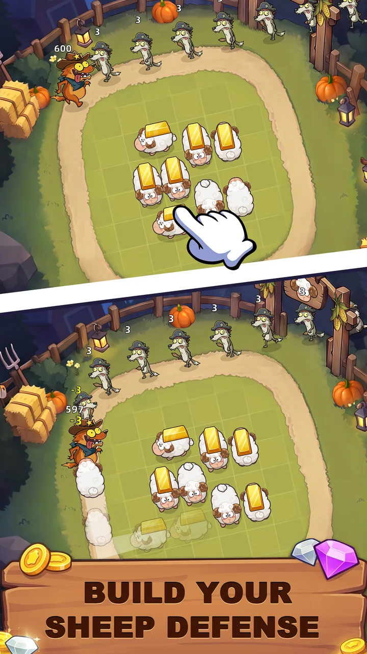 Wolves and bandits surrounding the sheep pasture, ready to attack